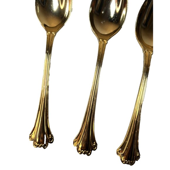FB Rogers Golden Plated Electroplate American Chipendale 5 Spoons Tsp - Picture 5 of 16